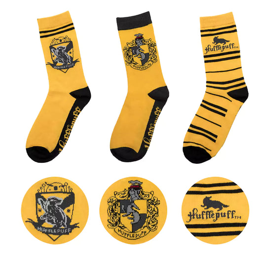 Lot de 3 paires de Chaussettes Poufsouffle, taille 35 à 45, inspirées de l'univers magique d'Harry Potter, parfaites pour afficher votre appartenance à la maison Poufsouffle.