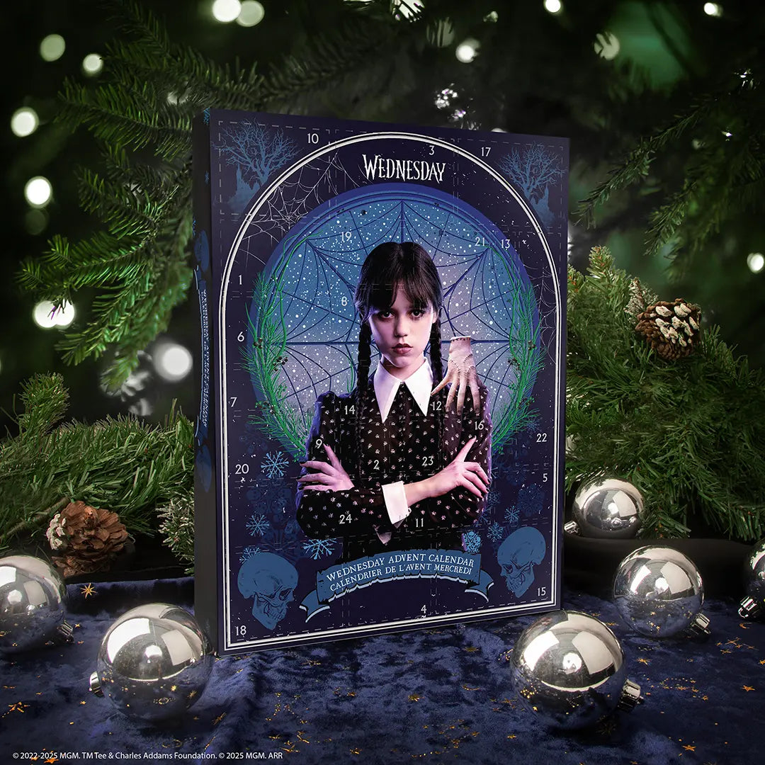 Calendrier de l’avent 2025 - Wednesday de Distrineo avec son design coloré et captivant, révélant un monde de surprises pour chaque jour des fêtes.