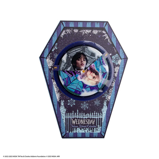 Calendrier de l’avent Deluxe 2025 'Wednesday' de Distrineo, dévoilant des surprises festives et colorées, parfait pour célébrer la magie des fêtes avec des trésors à découvrir chaque jour.