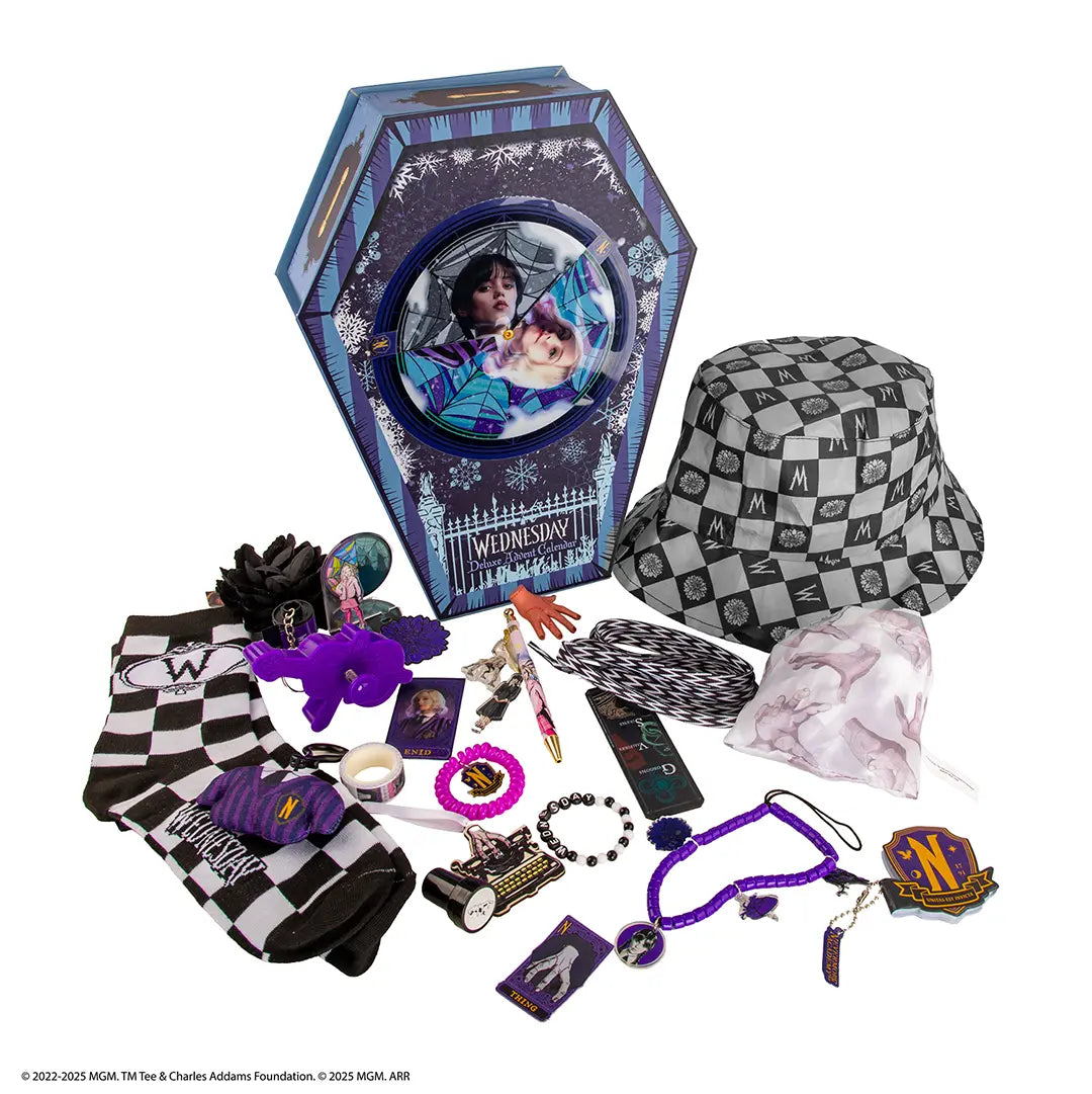 Célébrez la magie des fêtes avec le Calendrier de l’avent Deluxe 2025 'Wednesday' de Distrineo, plein de surprises enchantées, des accessoires adorables aux décorations ludiques, pour éveiller la curiosité.