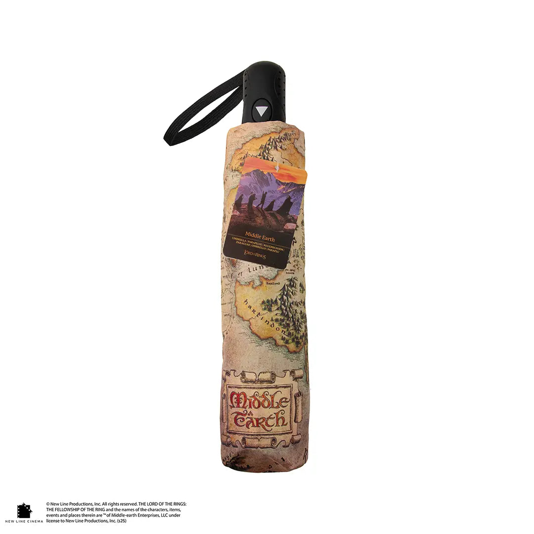 Parapluie Terre du Milieu - Le Seigneur Des Anneaux, design captivant pour les fans de J.R.R. Tolkien, parfait par temps de pluie.