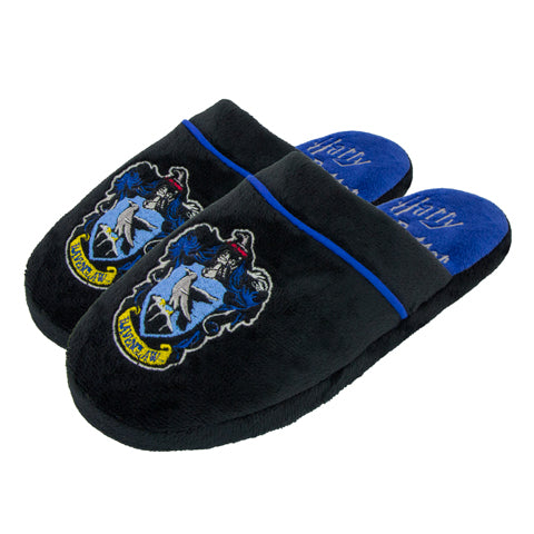 Détails des pantoufles Serdaigle Harry Potter, confectionnées en polyester avec semelle en gomme pour la durabilité