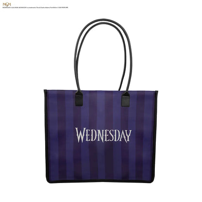 Sac cabas Nevermore Academy violet inspiré de Wednesday, avec un design mystique et élégant.