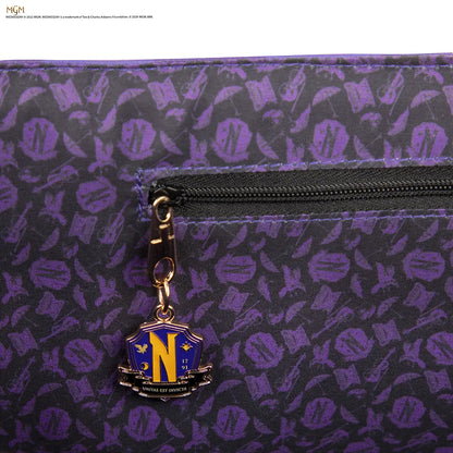 Sac cabas Nevermore Academy violet - Wednesday, idéal pour transporter vos essentiels avec une touche de magie.