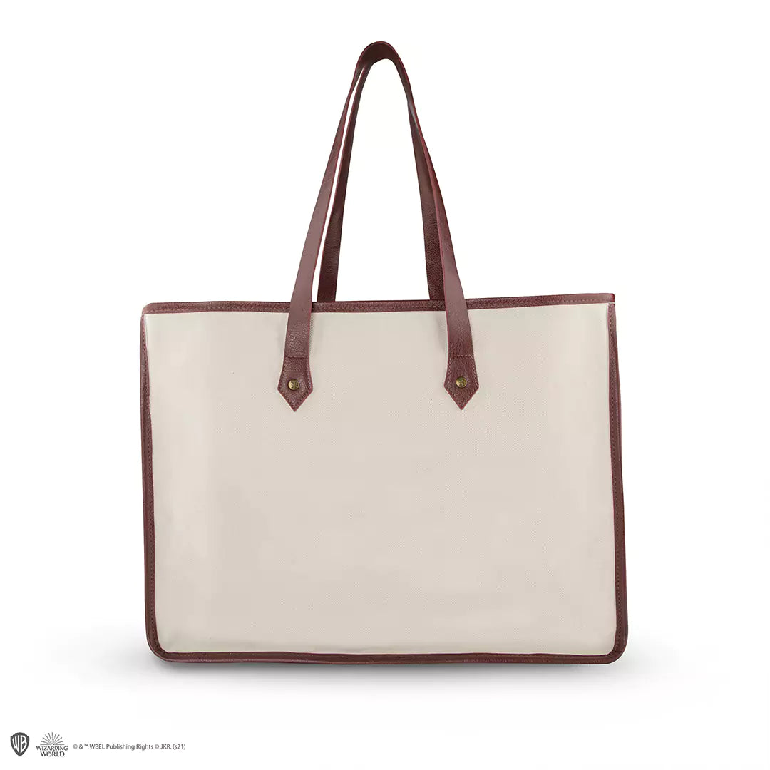 Sac cabas Poudlard en coton - Harry Potter avec détails en PVC, illustration de la magie de Poudlard.