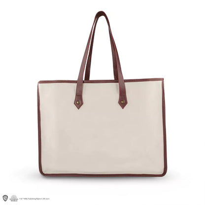 Sac cabas Poudlard en coton - Harry Potter avec détails en PVC, illustration de la magie de Poudlard.