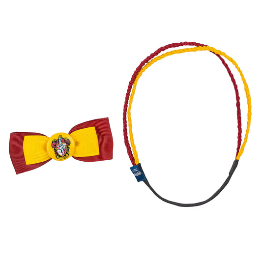 Accessoires pour cheveux Gryffondor - Trendy, barrette en forme de nœud et double serre-tête élastique, parfaits pour afficher votre passion pour la magie et le style.