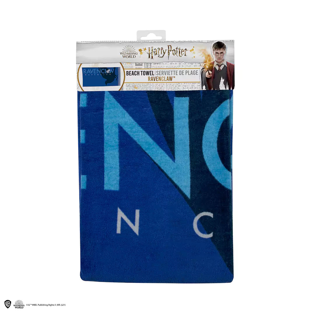 Serviette de plage Serdaigle - Harry Potter, en 100% coton, idéale pour la plage et la piscine, avec les couleurs de la maison Serdaigle.