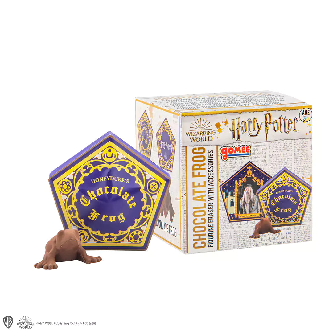 Vue rapprochée de la figurine Gomee - Chocogrenouille - Harry Potter, mettant en valeur ses détails soignés et sa texture en gomme.