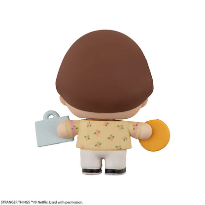 Détails de la figurine Gomee Stranger Things, illustrant son design original français et ses accessoires interchangeables.