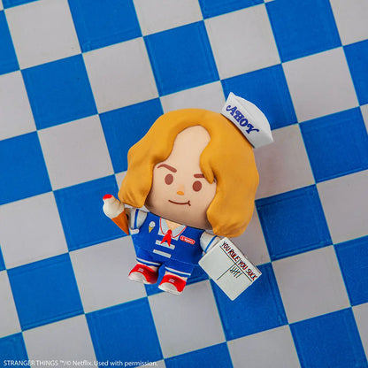 Détails des accessoires de la figurine Gomee - Stranger Things, montrant les éléments interchangeables pour une personnalisation amusante.