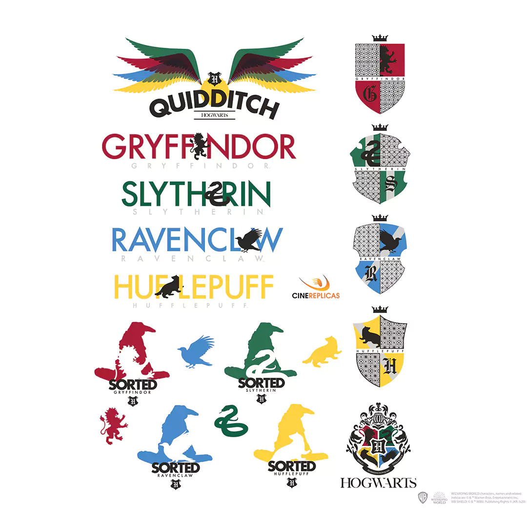 Ensemble de 55 stickers Harry Potter sur fond magique, mettant en avant des personnages emblématiques tels que Harry, Hermione et Ron, parfait pour tous les fans de la saga.