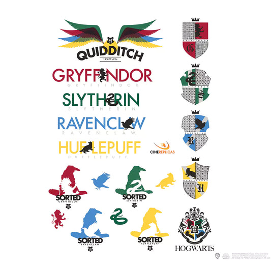 Ensemble de 55 stickers Harry Potter sur fond magique, mettant en avant des personnages emblématiques tels que Harry, Hermione et Ron, parfait pour tous les fans de la saga.