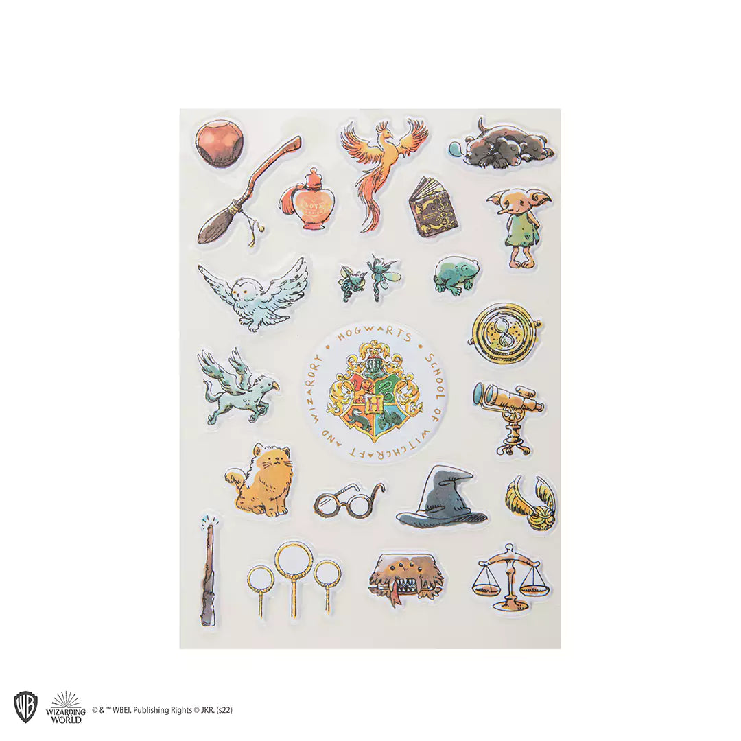 Stickers en mousse - Items de Poudlard - Harry Potter, représentant des éléments emblématiques de la saga, idéaux pour personnaliser vos créations.