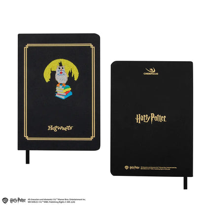Vue plongeante sur le Carnet brodé Hedwige - Harry Potter, mettant en évidence son design captivant et ses pages de qualité pour inspirer votre créativité.