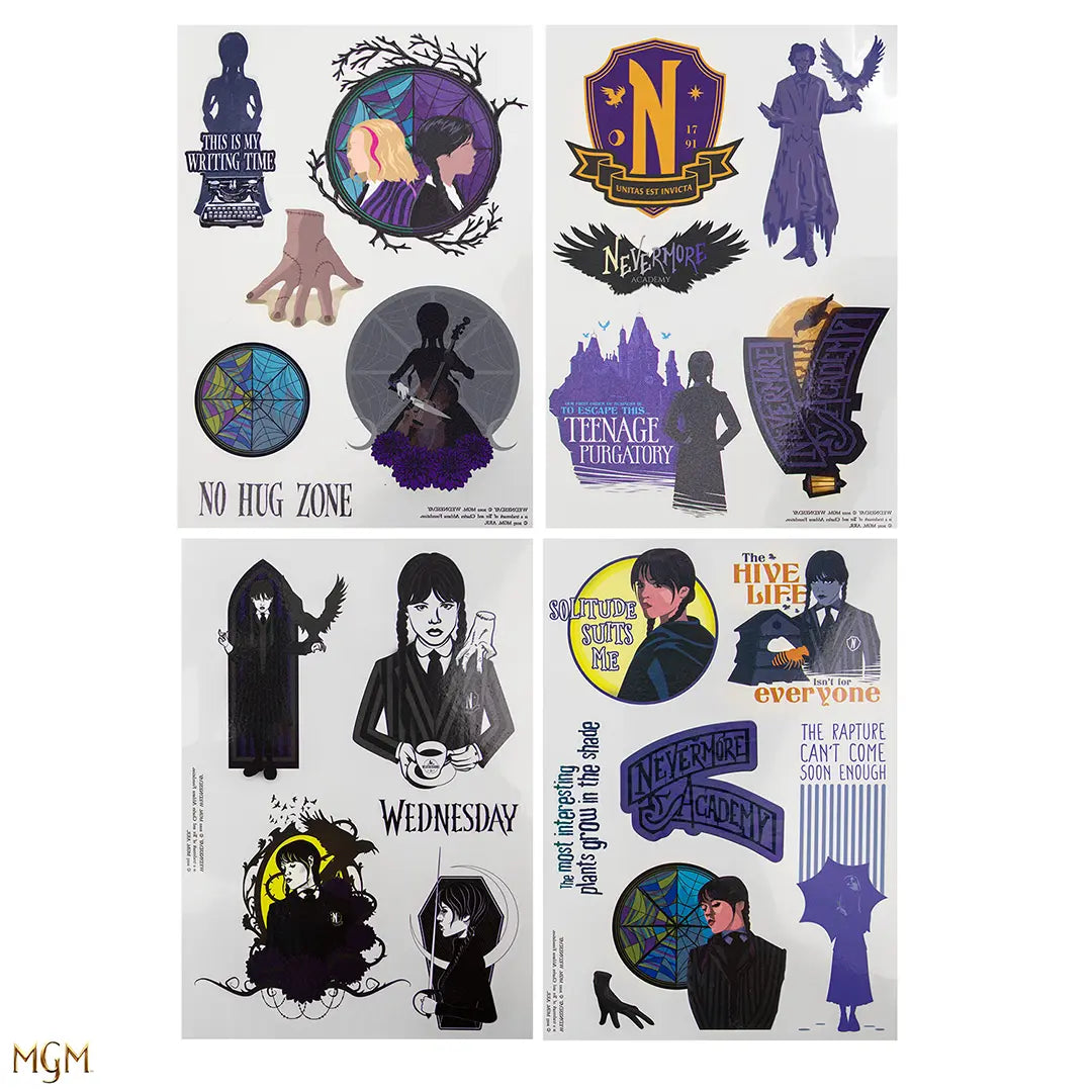 Tatouages temporaires Wednesday Addams - modèle de tattoo clé et noire, évoquant l'univers fascinant de la célèbre personnage gothique.