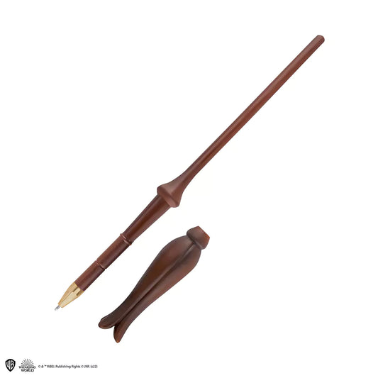 Stylo baguette Luna Lovegood et support - Harry Potter exposé avec élégance, parfait pour écrire des sorts ou comme pièce de collection.