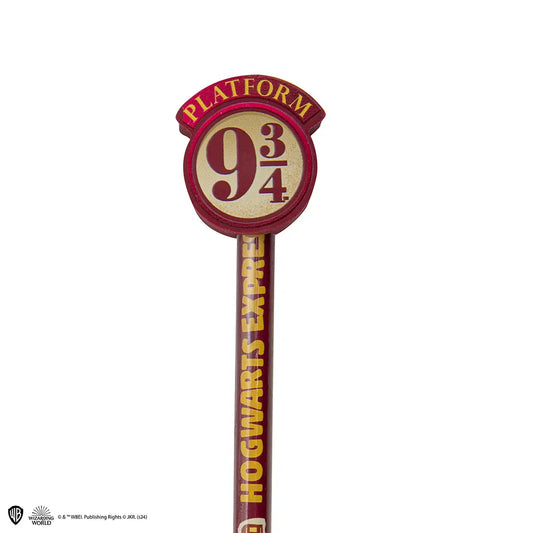 Détails du crayon à papier et gomme Quai 9 3/4 - Harry Potter, révélant son design soigné et ses matériaux de haute qualité.