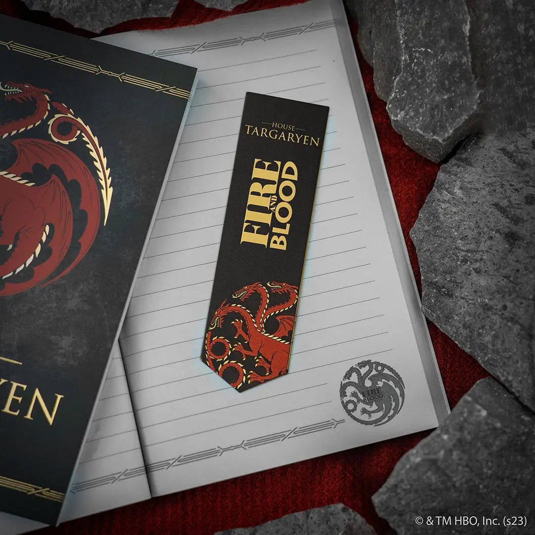 Marque-page métal Targaryen Game of Thrones, un accessoire élégant et résistante pour les lecteurs et collectionneurs de la série.