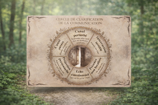 Cercle de clarification de la communication de Mihne Creations, un plateau de radiesthésie enchanteur pour explorer les mystères spirituels.