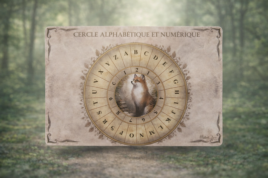 Cercle alphabétique et numérique de Mihne Creations, idéal pour la radiesthésie, révélant les mystères de l'univers.
