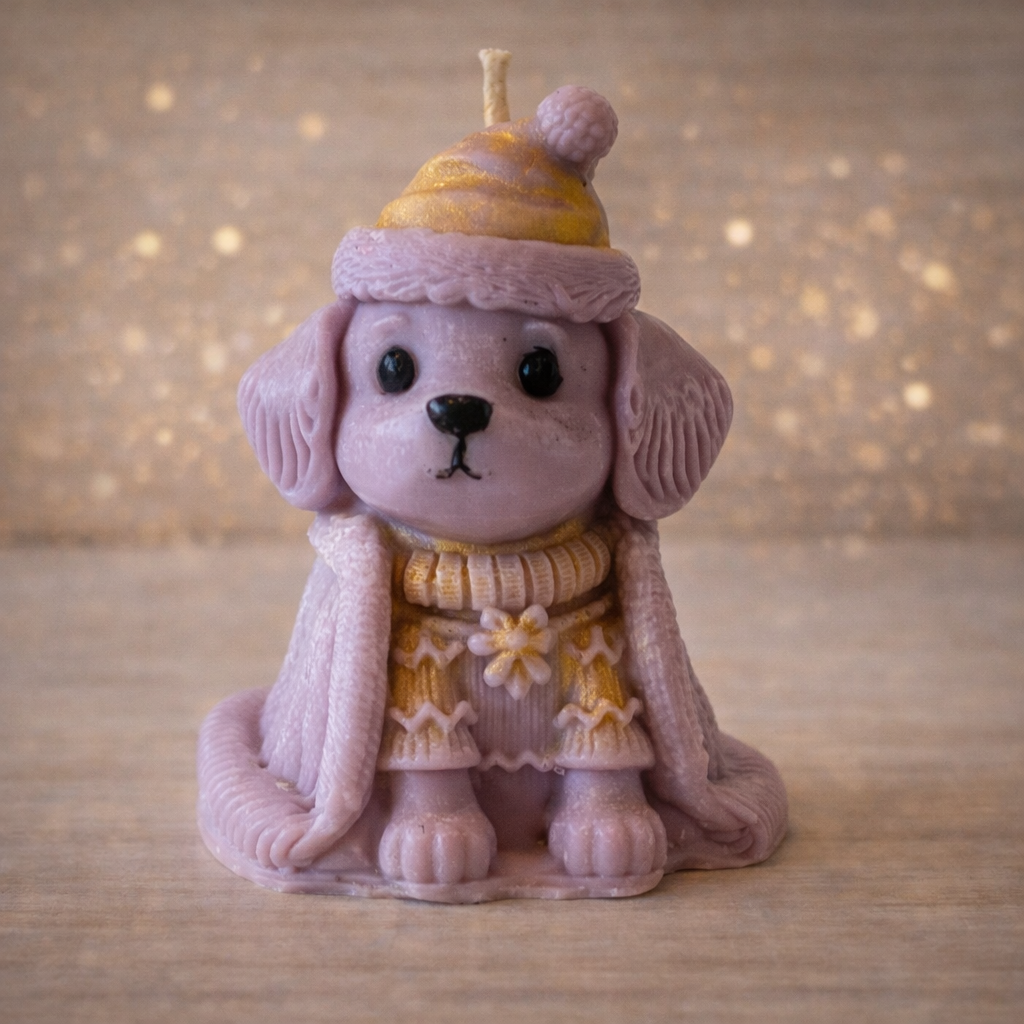 Bougie décorative en forme de chien par Les Étincelles de Noëmie, une pièce artisanale unique qui ajoute originalité et une fragrance délicate à votre intérieur.