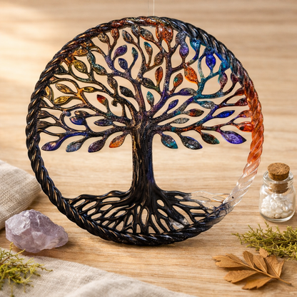 Arbre de vie – résine – lhanisacrea, création artisanale unique symbolisant équilibre et vitalité, parfait pour la décoration intérieure.