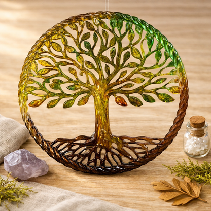 Arbre de vie en résine, une pièce incontournable de LhanisaCréa, ajoutant profondeur et spiritualité à votre décor.