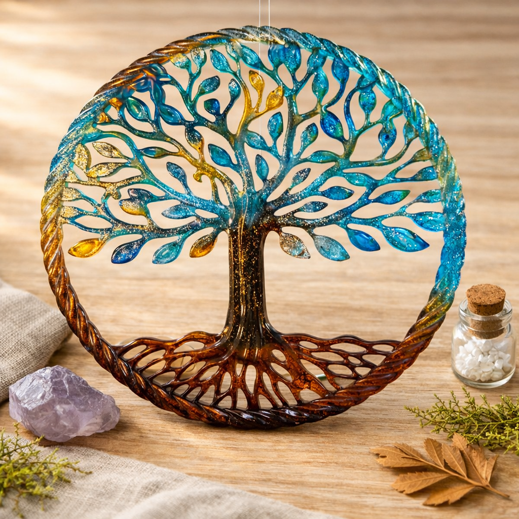 L'Arbre de vie en résine de LhanisaCréa, parfait pour embellir votre intérieur avec une touche d'élégance naturelle.