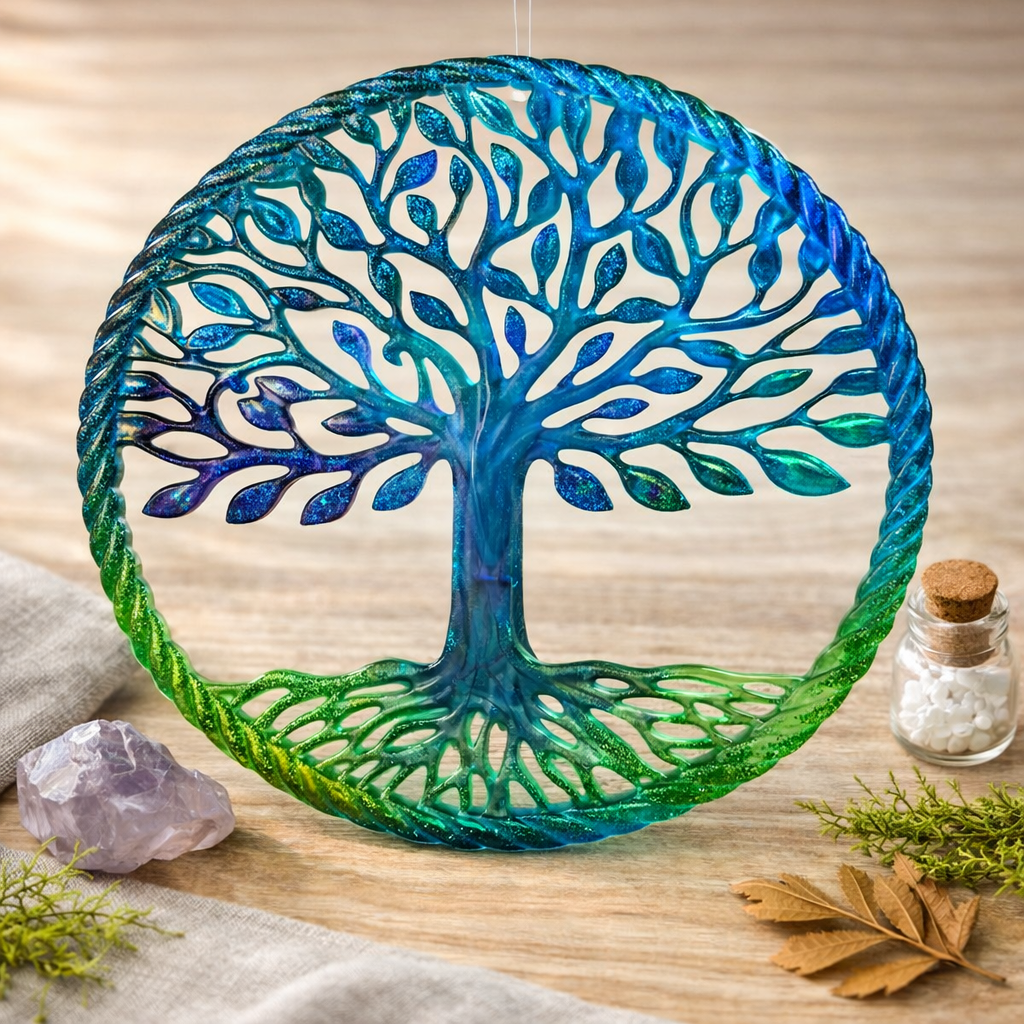 L'Arbre de vie en résine de LhanisaCréa, un ajout élégant à votre espace, apportant positivité et harmonie à votre décoration intérieure.