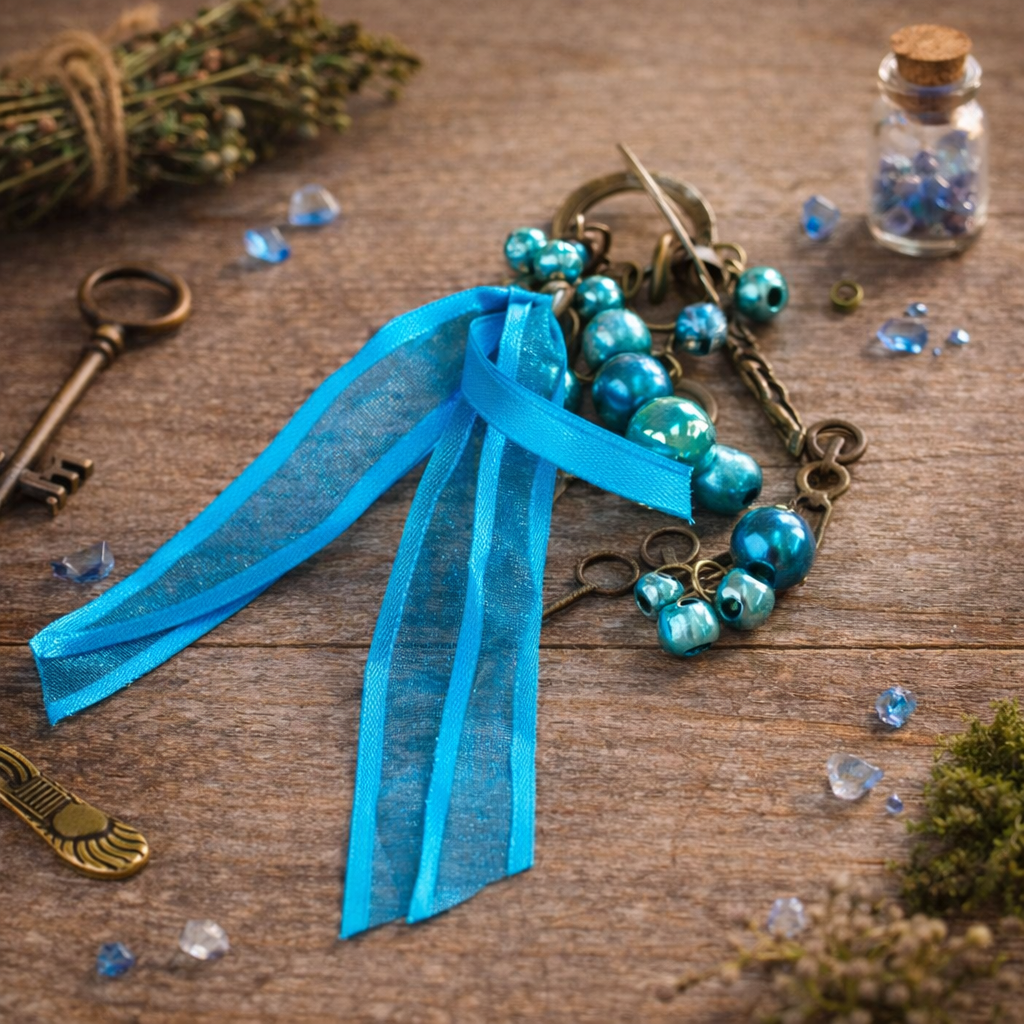 Détails du marque-page fait main de LhanisaCréa, inspiré par des motifs mystiques pour une touche d'authenticité.