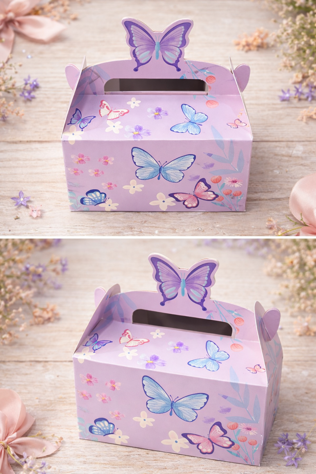 Grande box papillon de L'Atelier de Carou, un ensemble élégant avec diffuseur pour voiture et fondants parfumés pour une ambiance raffinée.