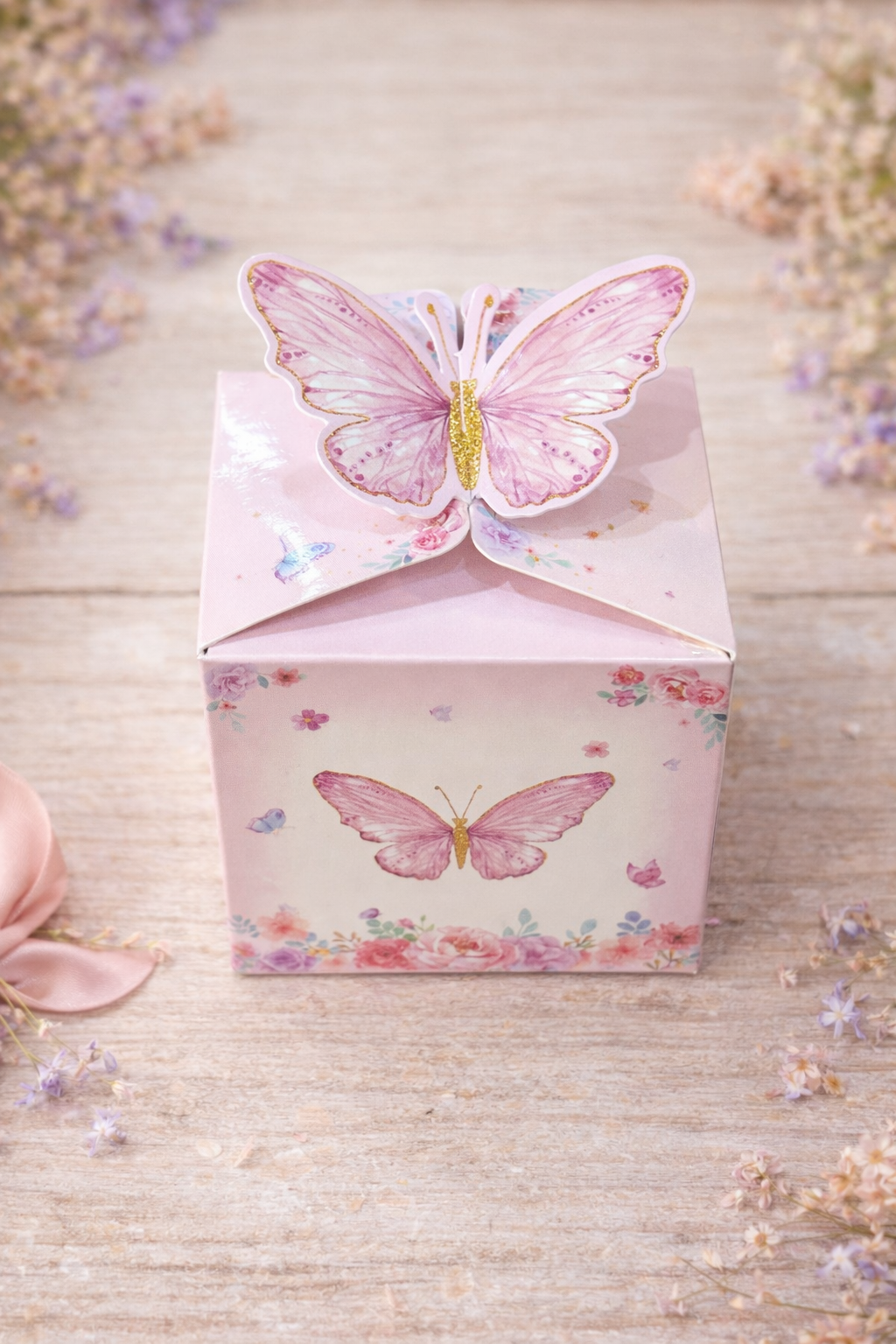 Petite box papillon de L'Atelier de Carou avec 4 fondants exclusifs, une œuvre d'art savoureuse et parfumée pour rehausser votre intérieur.