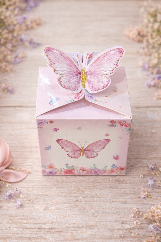 Petite box papillon de L'Atelier de Carou avec 4 fondants exclusifs, une œuvre d'art savoureuse et parfumée pour rehausser votre intérieur.