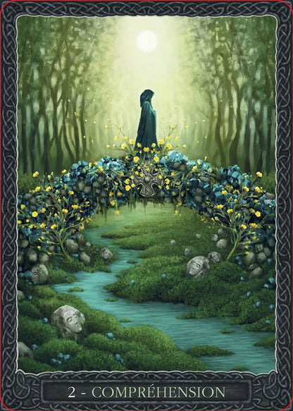 Cartes Oracle Sagesse de la Terre - Coffret, design enchanteur des éléments naturels reflétant la fusion des plantes et cristaux.