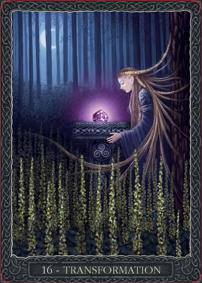 Cartes Oracle Sagesse de la Terre - Coffret, illustration captivante des cartes inspirées par la nature et les traditions celtiques.