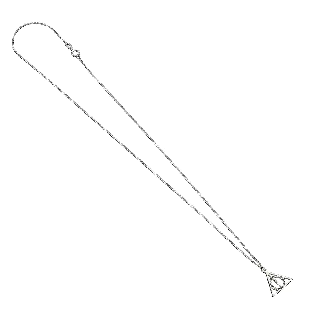 Collier Reliques de la Mort avec cristaux, bijou en argent 925 orné de cristaux scintillants, inspiré de l'univers Harry Potter, parfait pour les fans de la saga.