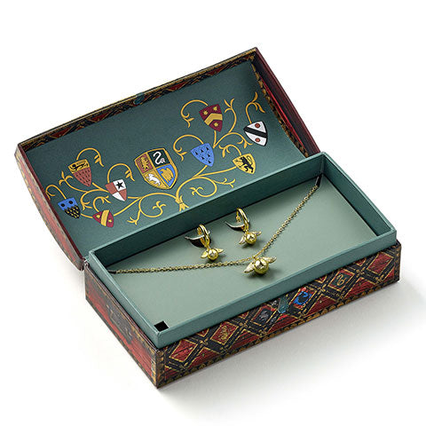 Boîte cadeau boucles d'oreilles et collier Quidditch