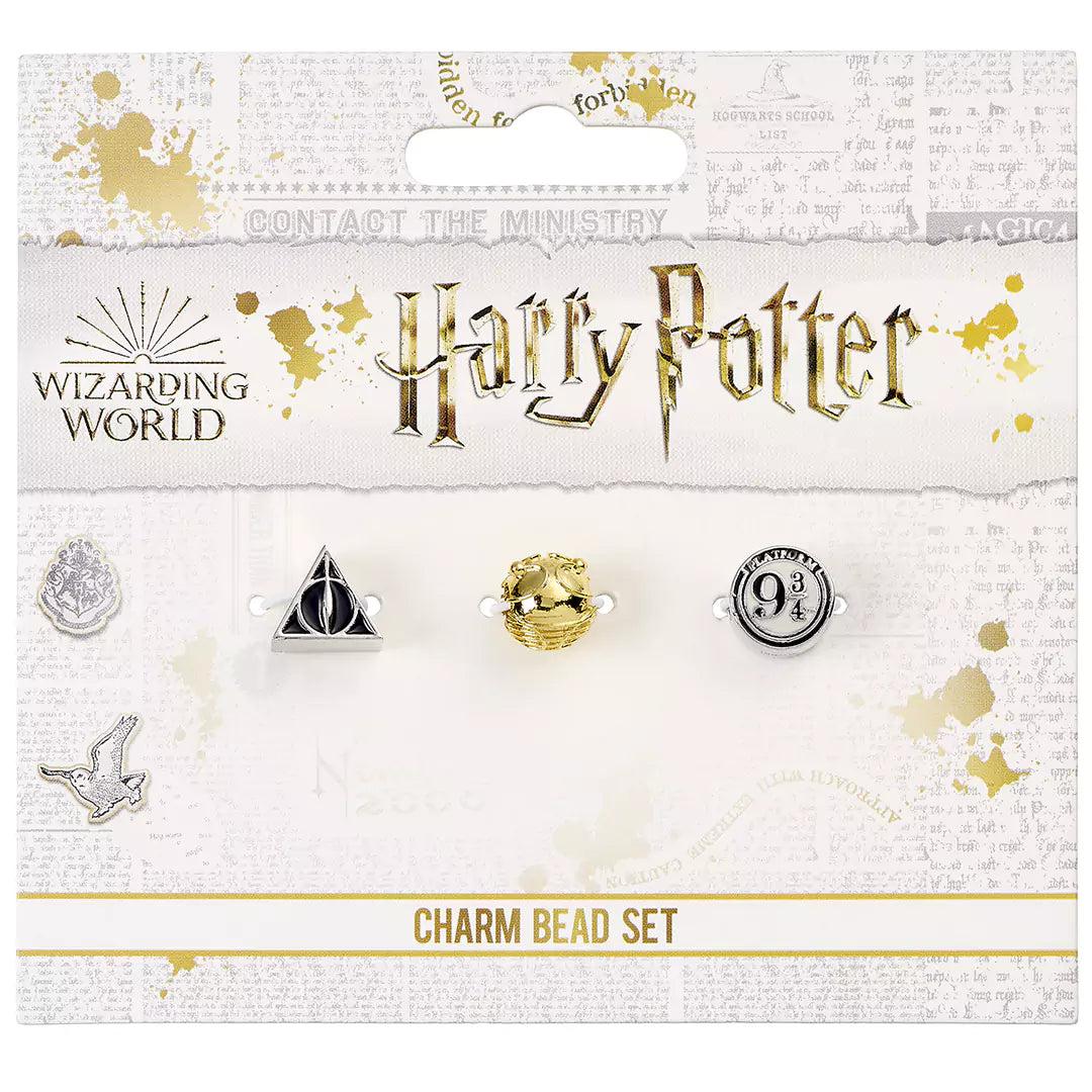 Charm du Vif d'or plaqué or - Set de charms Reliques de la mort, vif d'or et plateforme 9¾ - Harry Potter, hommage parfait à l'univers magique de J.K. Rowling.