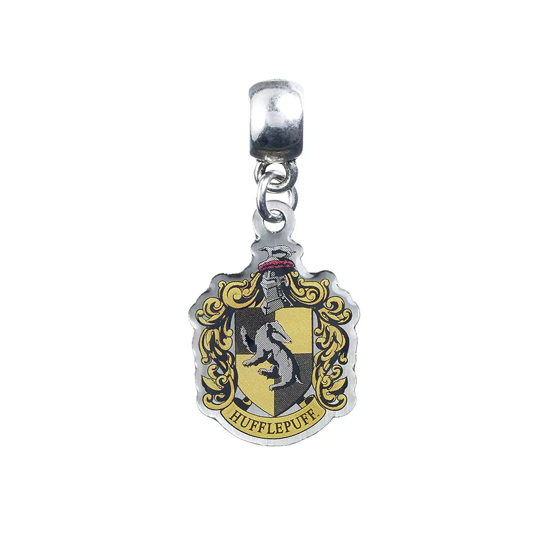 Pendentif Charm Armoirie de Poufsouffle - Bijou élégant en plaqué argent, symbole de loyauté de la maison Poufsouffle, parfait pour les fans de Harry Potter.