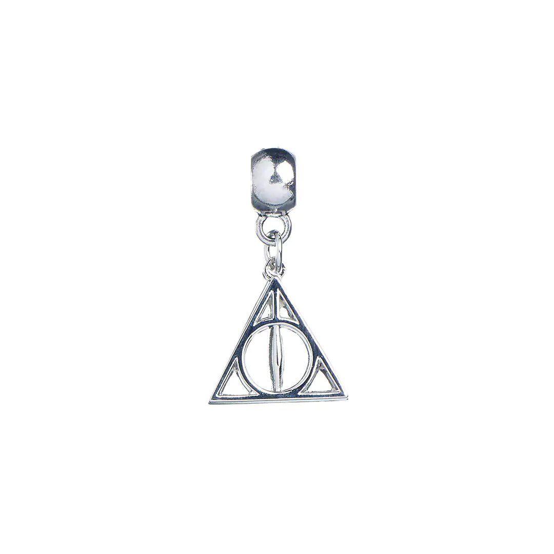 Pendentif Charm Reliques de la Mort en plaqué argent, symbole emblématique de l'univers magique d'Harry Potter, idéal pour une touche d'intrigue dans votre collection de bijoux.