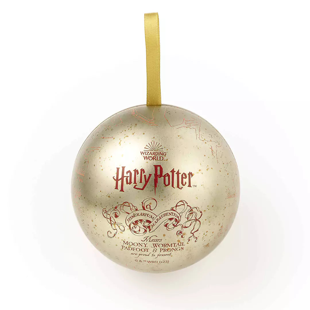 Boule de Noël Carte du Maraudeur - Pin’s - Harry Potter, un accessoire magique inspiré de l'univers de Poudlard, parfait pour ajouter une touche festive et enchantée à votre décor de Noël.