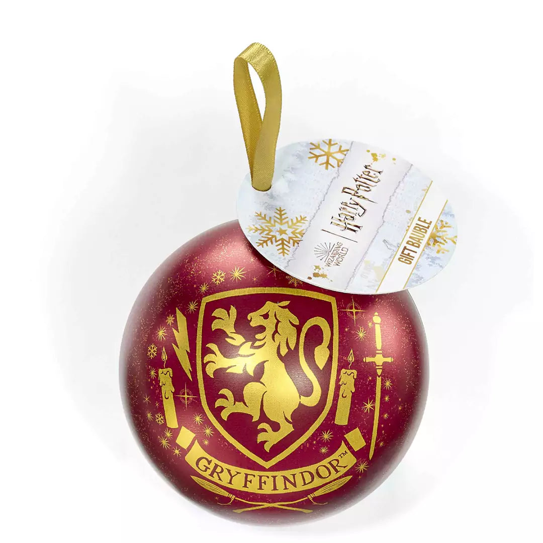 Boule de Noël Gryffondor et Collier - Harry Potter, un accessoire emblématique inspiré de la maison Gryffondor, symbolisant courage et détermination, parfait pour les fans de la saga.