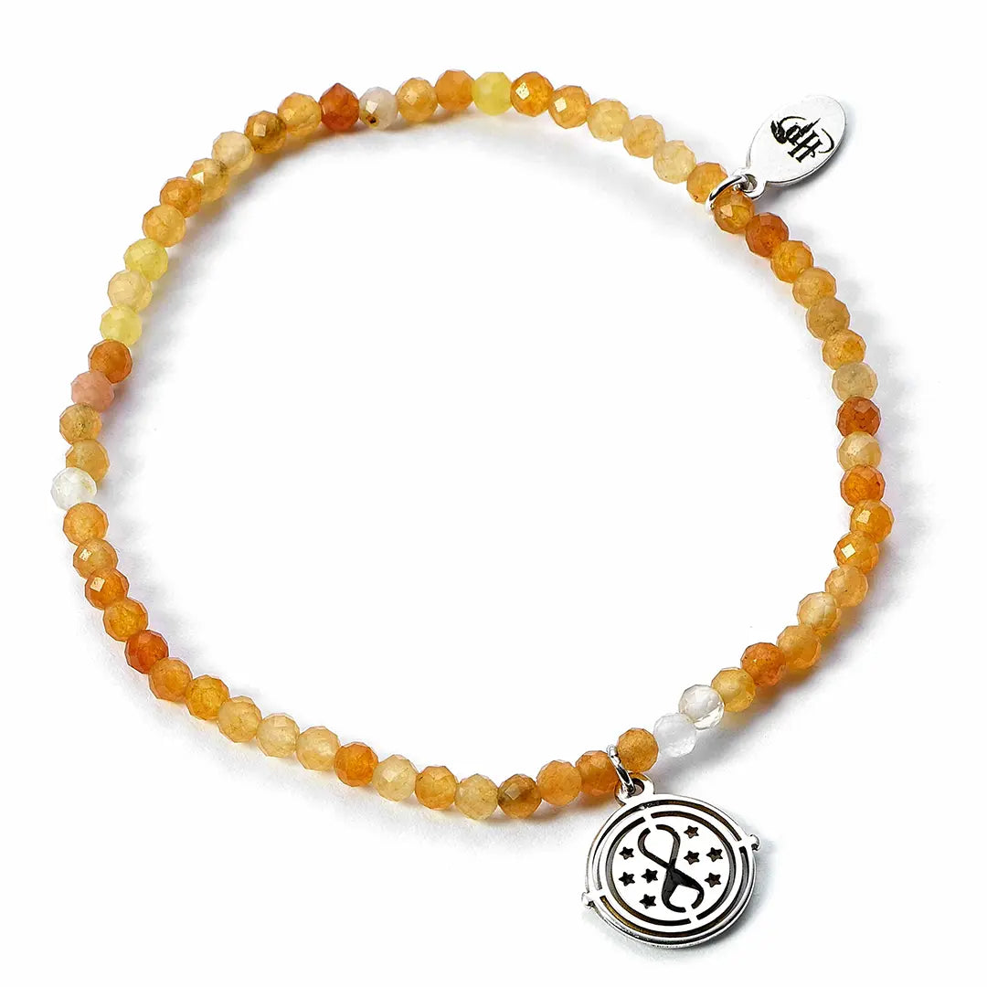 Bracelet Charm à perles oranges Retourneur de Temps en Argent 925, bijou inspiré de l'univers magique de Harry Potter, mettant en valeur un design captivant.