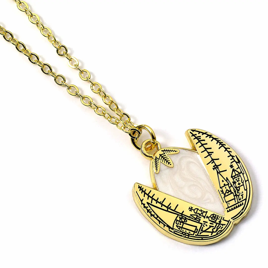 Collier Oeuf d’or et boîte en métal - Harry Potter, bijou captivant représentant l'œuf d'or, symbole emblématique du Tournoi des Trois Sorciers, parfait pour les fans de la saga.