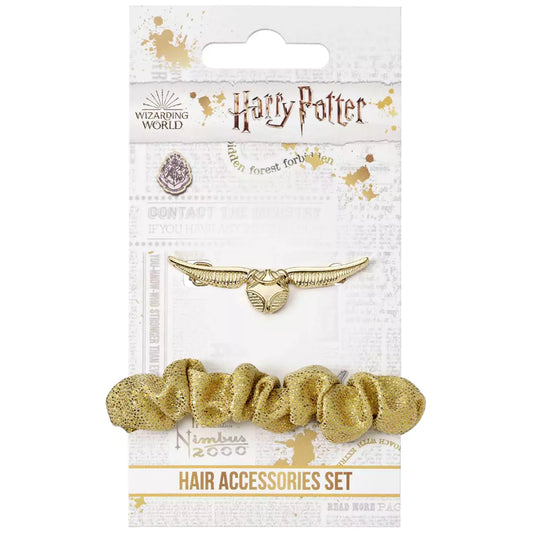 Set d’accessoires pour cheveux Vif d’or - Harry Potter, barrette dorée scintillante inspirée de l'univers magique, parfaite pour tous les événements.