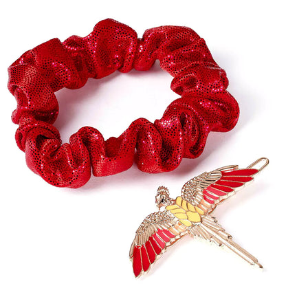 Set d'accessoires pour cheveux Fumseck - Harry Potter incluant un chouchou élégant et une barrette stylisée en forme de phénix, parfait pour les fans de la saga.