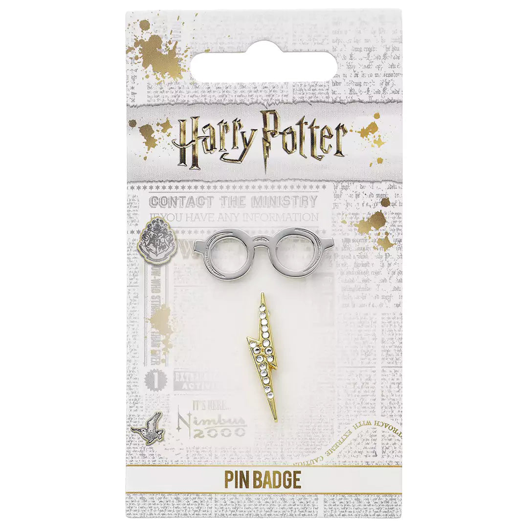 Design captivant du badge pin’s lunettes et éclair - Harry Potter, orné d'émail pour une touche d'élégance et de passion pour l'univers sorcier.