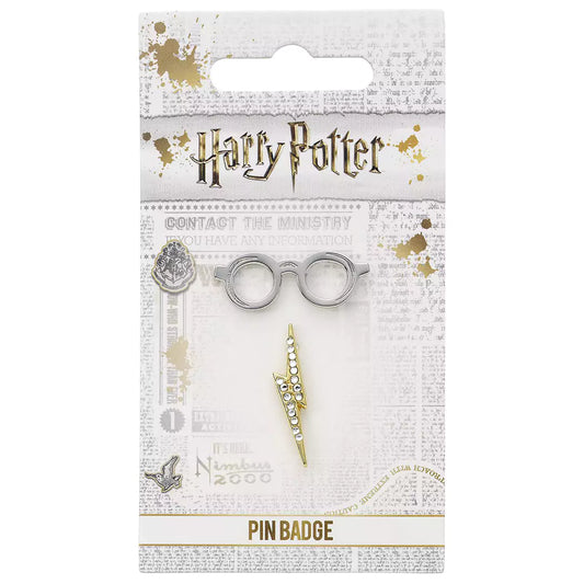 Design captivant du badge pin’s lunettes et éclair - Harry Potter, orné d'émail pour une touche d'élégance et de passion pour l'univers sorcier.
