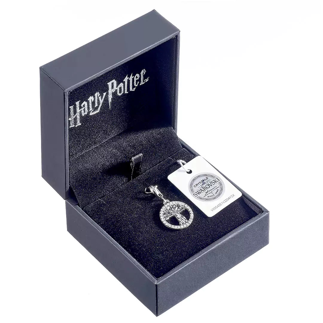 Charm à clip Saule cogneur avec cristaux scintillants, bijou en argent 925 inspiré de l'univers Harry Potter.